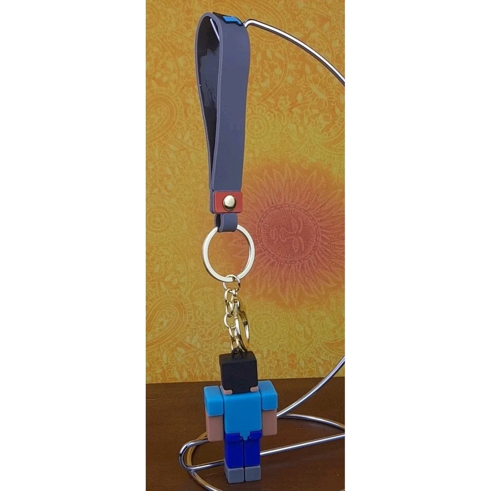 Steve 3D PVC Minecraft Figure‎ Keychain Backpack Wristlet